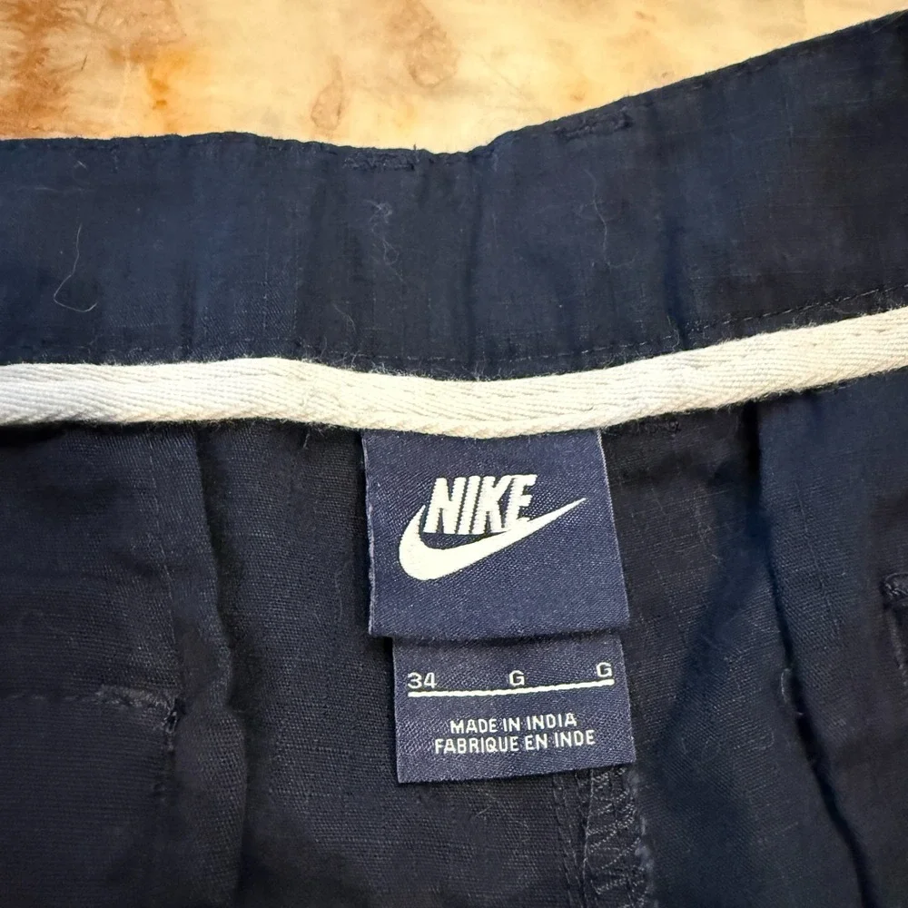 Nike Utility Cargo Shorts Mens Navy‎ Flat Front Zipper Pockets Logo Outdoor 34